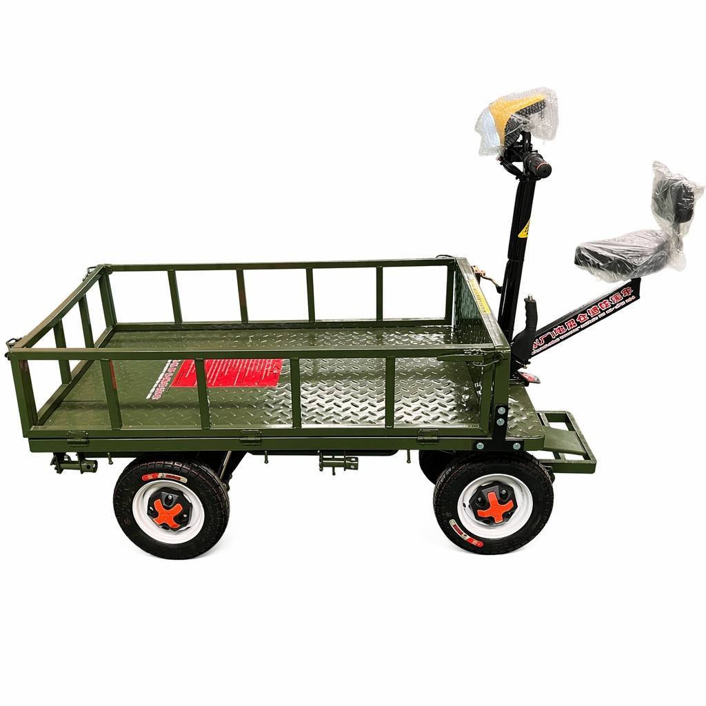 Durable Utility Four-Wheel Electric Flatbed Platform Trolley OEM Customizable Iron Frame Warehouse Cargo Cart