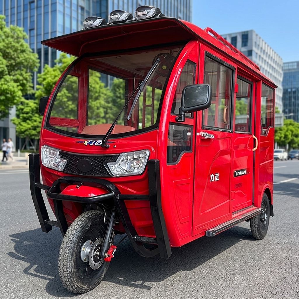 Hot Selling Bajaj 60V Closed Electric Tricycle for Passengers with 4-6 Seats and 400kg Payload