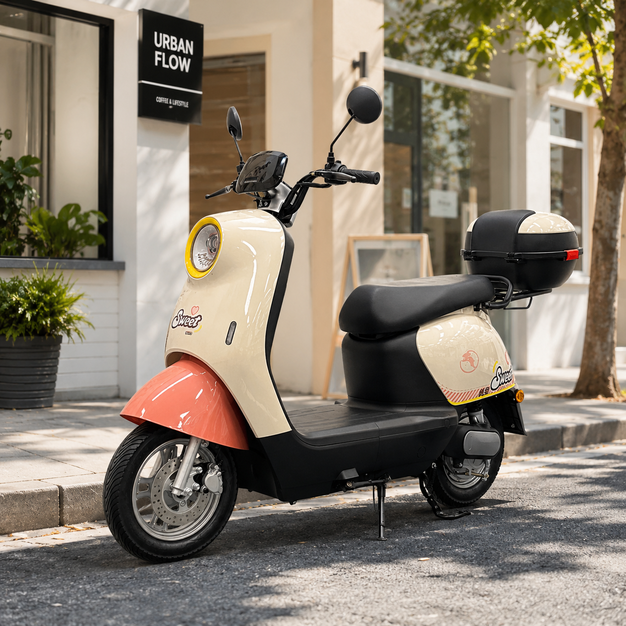 Adult 600W Electric Moped with 48V 60V Lead Acid Battery Rear Trunk City Electric Scooter