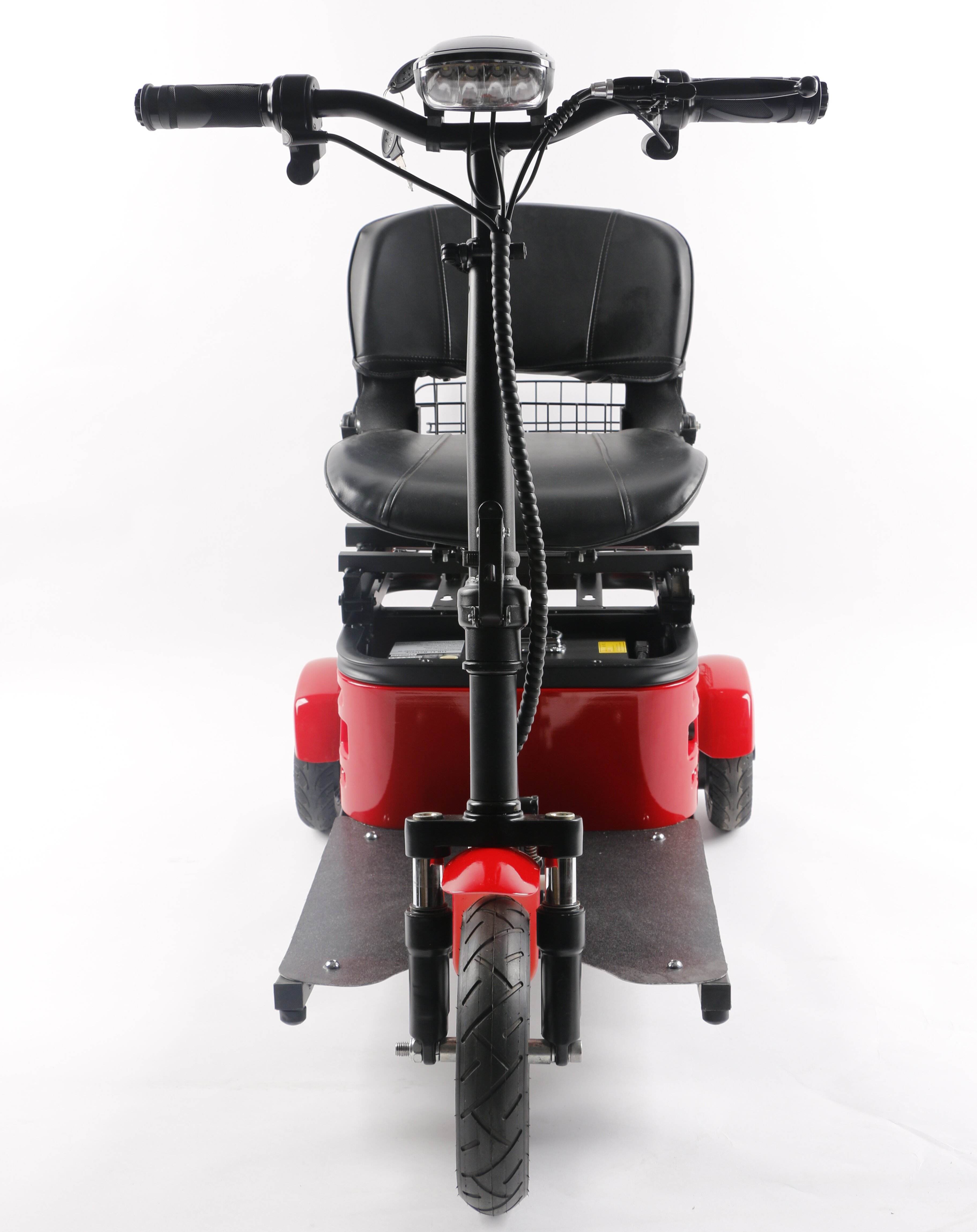 Lightweight Foldable Three Wheel Electric Mobility Scooter Dual 250W Brushless Motors 36V Detachable Lithium Battery 35-40km