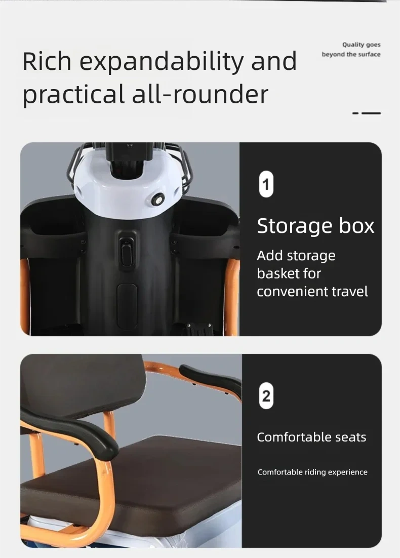 Electric Tricycle 3-Wheeler Scooter 1000W Motor 140km Range for Adults Cargo & Passenger