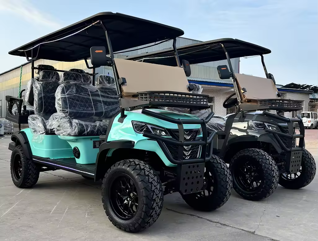 WELIFTRICH 2+4 4 6 Seats 6 Seater Lifted 14 Inches Big off Road Tires Street Legal 72V Lithium Battery Electric Push Golf Cart