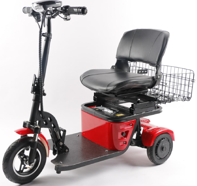 Lightweight Foldable Three Wheel Electric Mobility Scooter Dual 250W Brushless Motors 36V Detachable Lithium Battery 35-40km