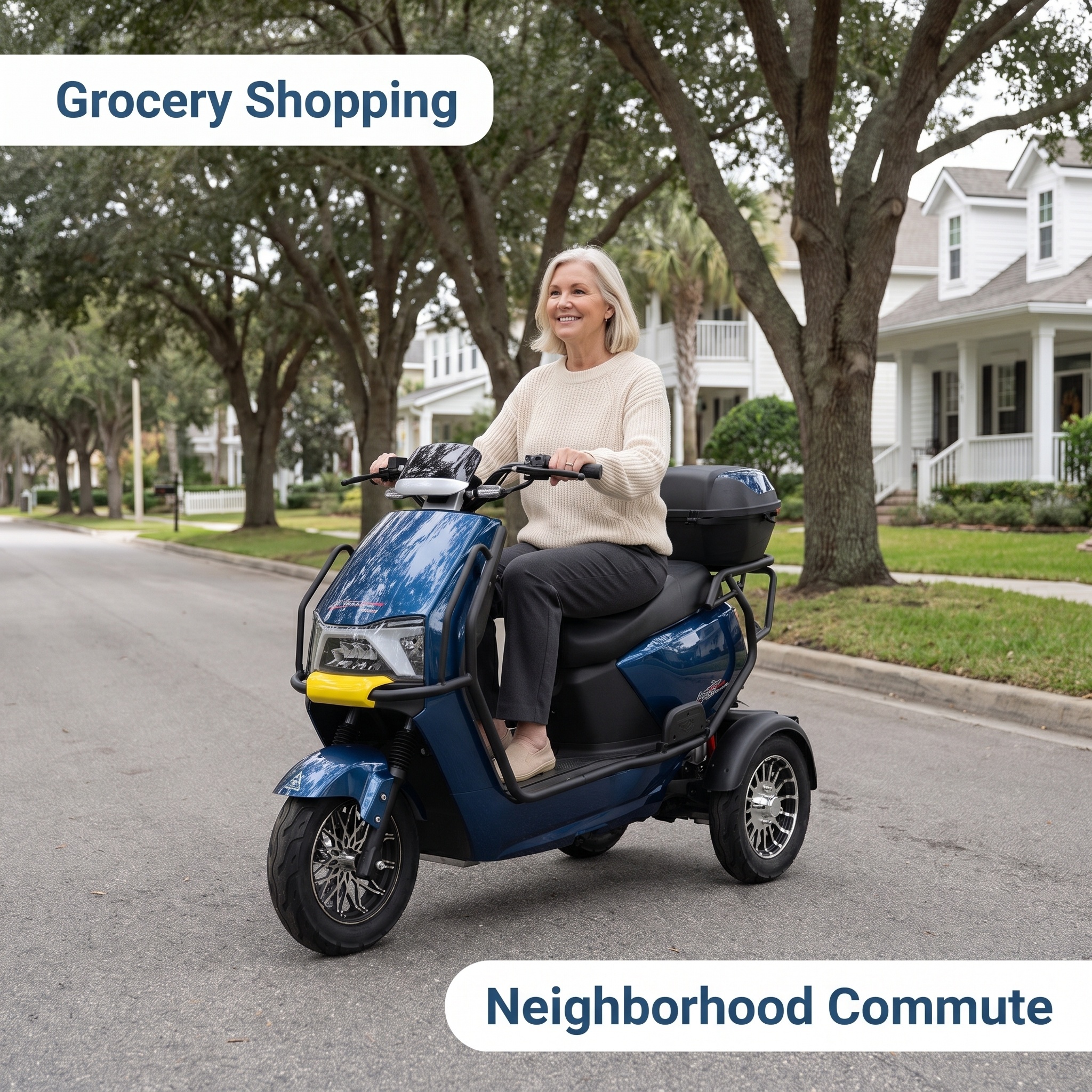 Smart Adult Rechargeable Battery 2500W Brushless Motor Large 3 Wheels Electric Scooter