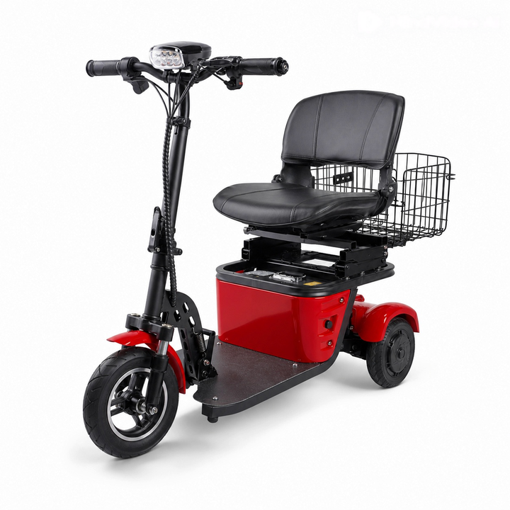 Lightweight Foldable Three Wheel Electric Mobility Scooter Dual 250W Brushless Motors 36V Detachable Lithium Battery 35-40km