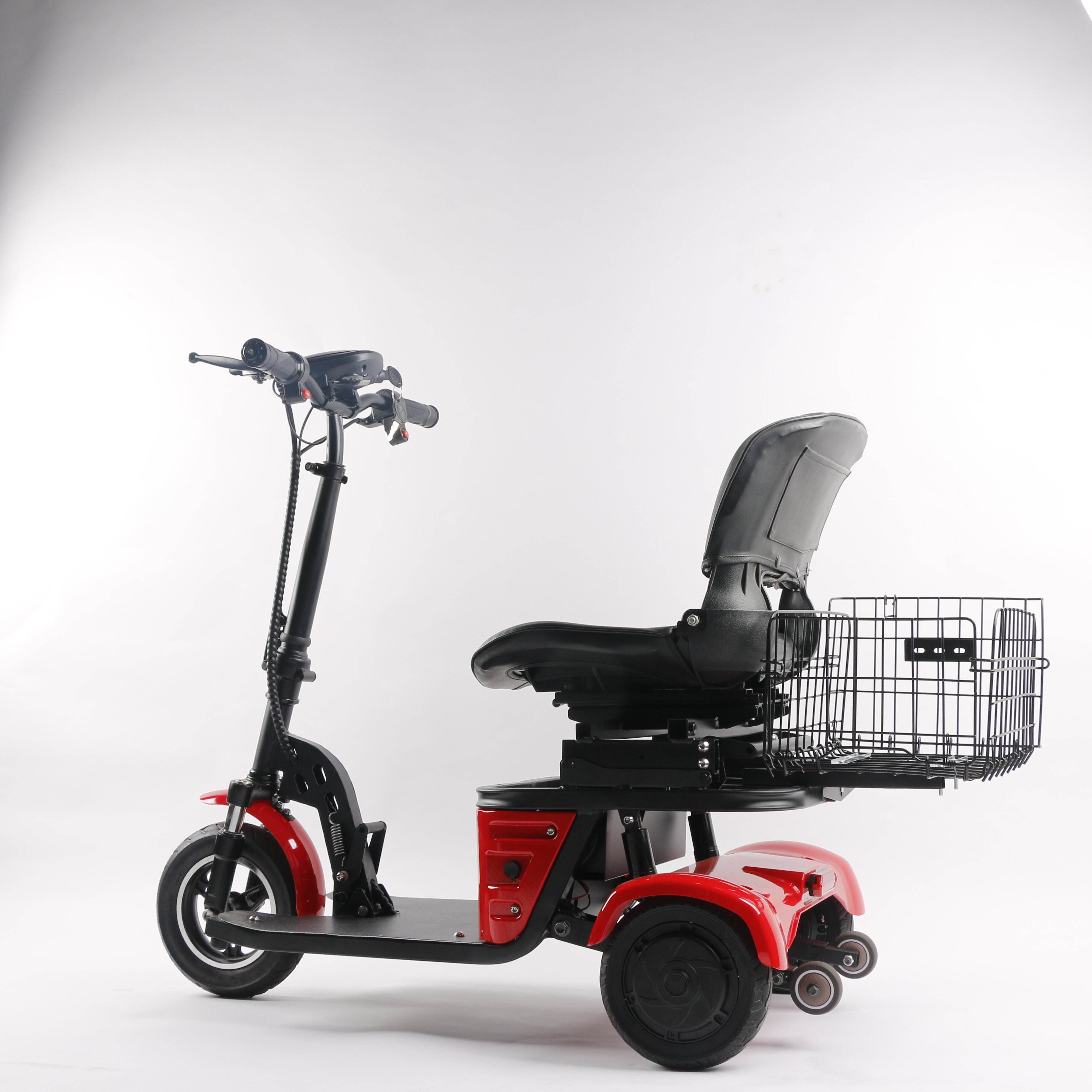 Lightweight Foldable Three Wheel Electric Mobility Scooter Dual 250W Brushless Motors 36V Detachable Lithium Battery 35-40km