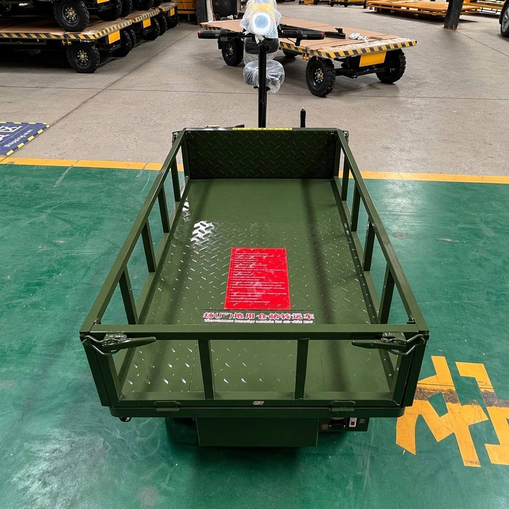 Durable Utility Four-Wheel Electric Flatbed Platform Trolley OEM Customizable Iron Frame Warehouse Cargo Cart