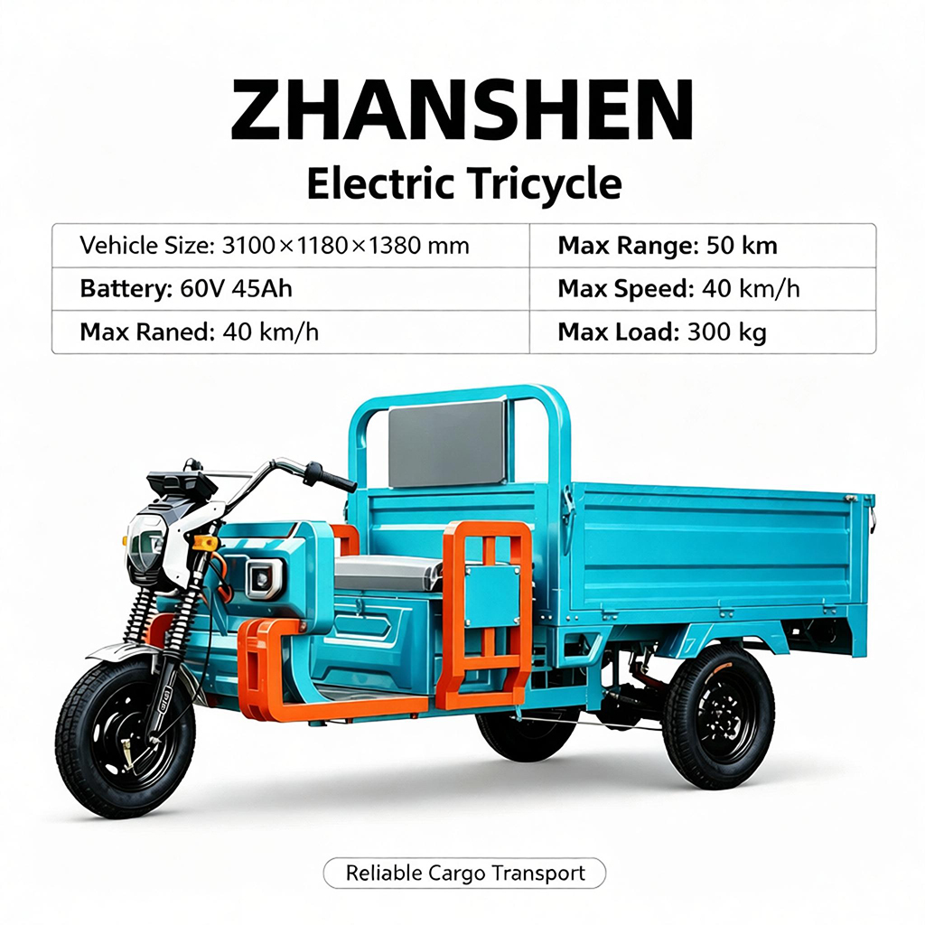 Wholesale High Performance 3 Wheel Electric Cargo Tricycle with Reinforced Bed