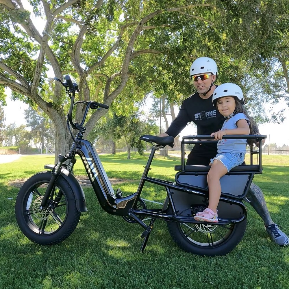 EU Warehouse Electric City Bike Hybrid Cargo Bike with Kids Seat for 2 Children with Safety Bars and Footrests for Rear Seat