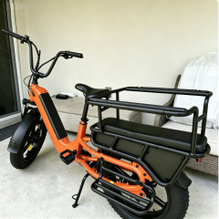 Orange E-bike with rear seat cushion,safety bars,footpegs