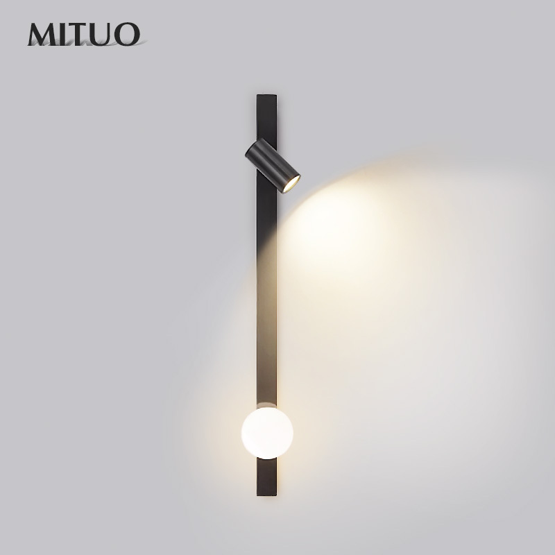 Minimalist Long Strip Wall Lamp with Rotatable Reading Light, Ambient Wall Sconce for Living Room, Hotel, Homestay & Bedroom