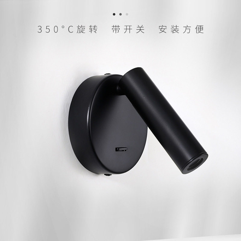 350° Rotatable LED Reading Wall Lamp Adjustable Angle Spotlight with Switch