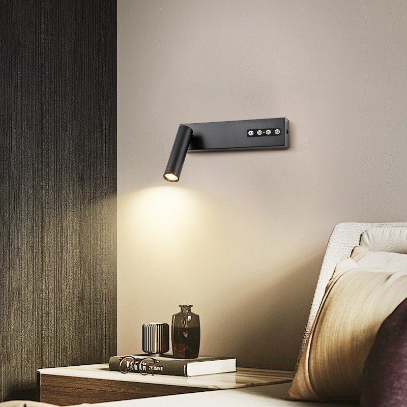 Modern Minimalist LED Wall Sconce for Bedroom Bedside Reading, Stepless Dimmable & Rotatable Adjustable Wall Lamp