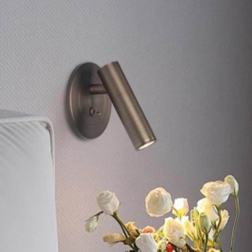 350° Rotatable LED Wall Sconce Adjustable Angle Bedside Reading Lamp Retro Brushed Spotlight