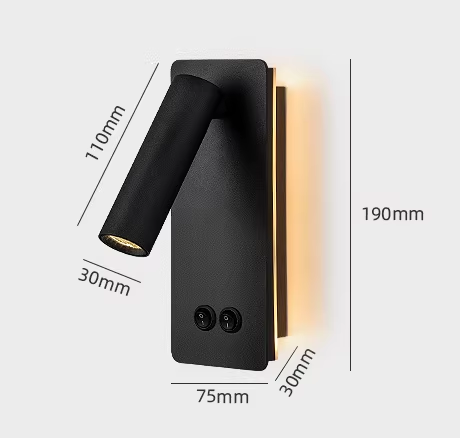 Hotel Room & Bedroom Bedside Wall Lamp, Modern Rotatable Eye-Caring LED Reading Spotlight for Living Room and Study