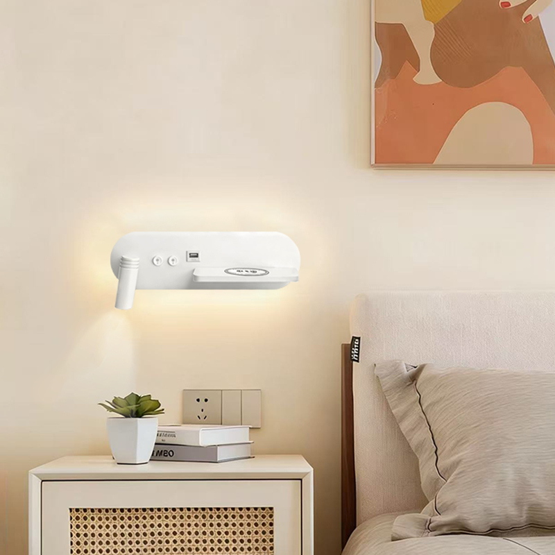MITUO Wireless Charging Multi-Function LED Wall Sconce Bedside Reading Ligh