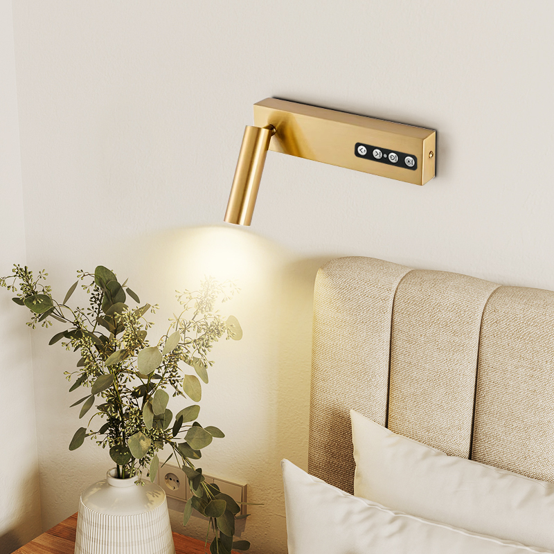 Modern Minimalist LED Wall Sconce for Bedroom Bedside Reading, Stepless Dimmable & Rotatable Adjustable Wall Lamp