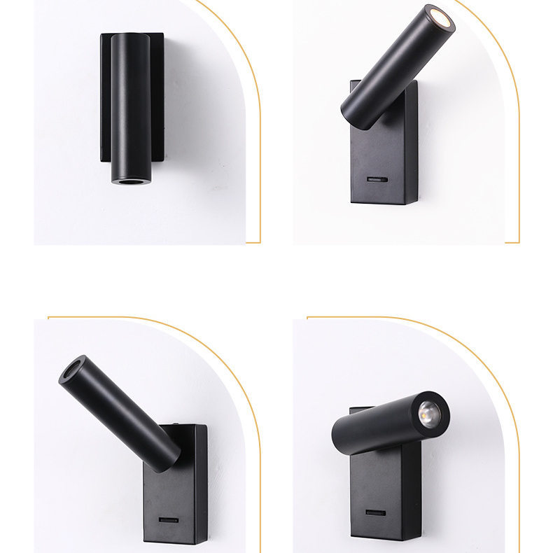 350° Rotatable LED Reading Wall Lamp Adjustable Angle Spotlight with Switch