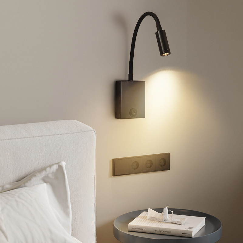 New Style LED Bedside Reading Wall Sconce, Creative Hotel Headboard Lamp with USB Port, Home Living Room Background Wall Lighting Fixture