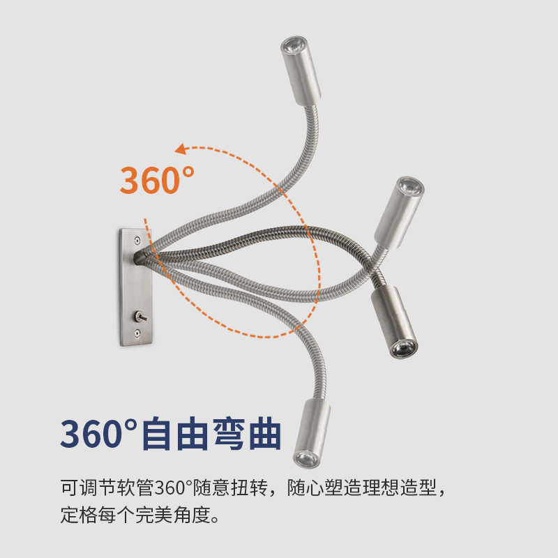 New Style Hose Wall Lamp, Modern Simple LED Bedroom Bedside Reading Light, Adjustable for Bedroom Walls