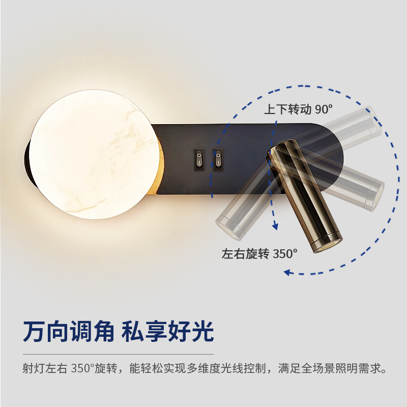 Italian Minimalist Rotatable Reading Bedside Wall Lamp for Bedroom, New 2023 Design Background Wall Light for Hotel Rooms