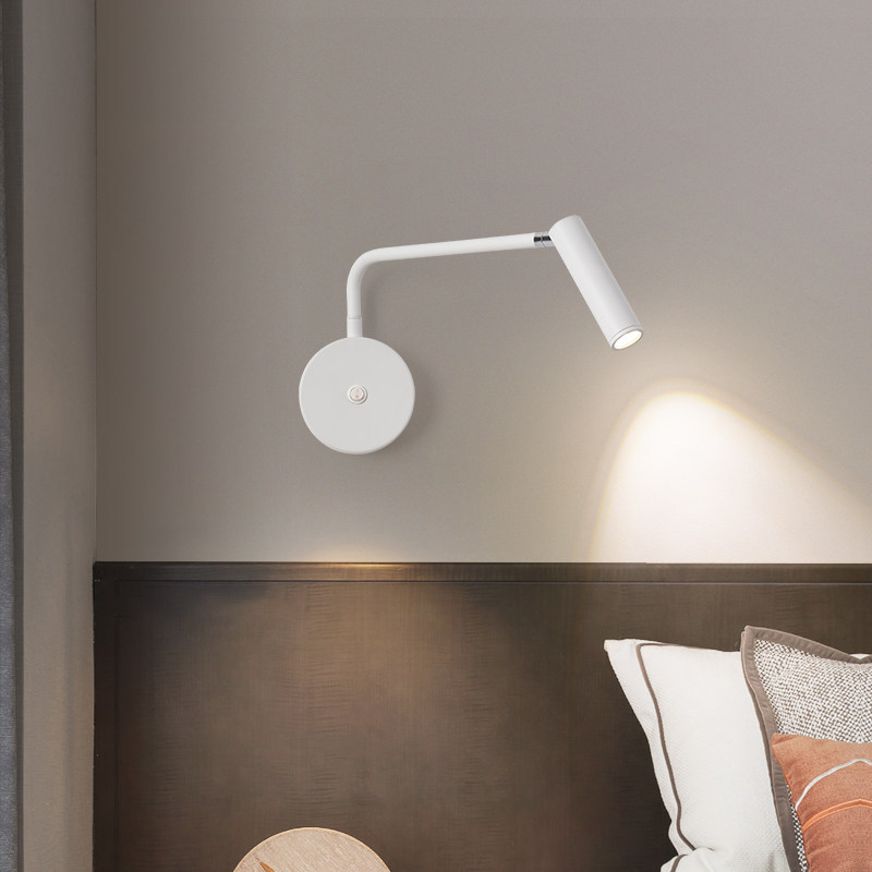 Modern Minimalist Omnidirectional Adjustable LED Reading Wall Sconce Bedside Spotlight with Switch