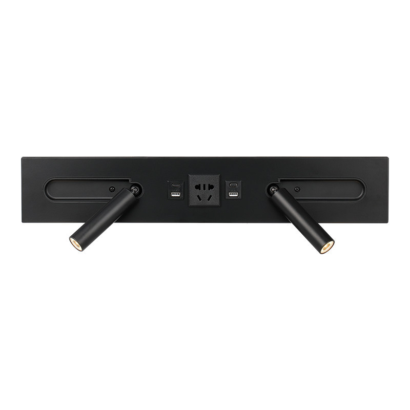 Recessed Dual-Head LED Wall Sconce Inbuilt Reading Spotlight with USB Charging Bedside Lamp