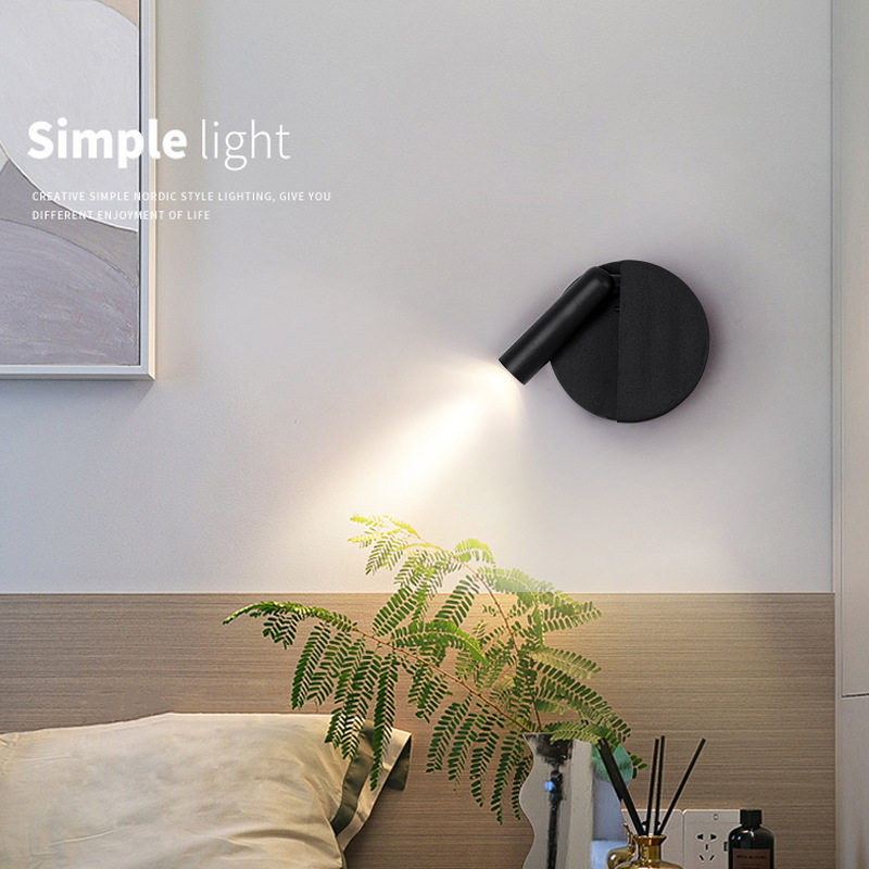 Minimalist 180° Adjustable LED Reading Wall Sconce CREE Light Source Bedside Spotlight Left/Right Version