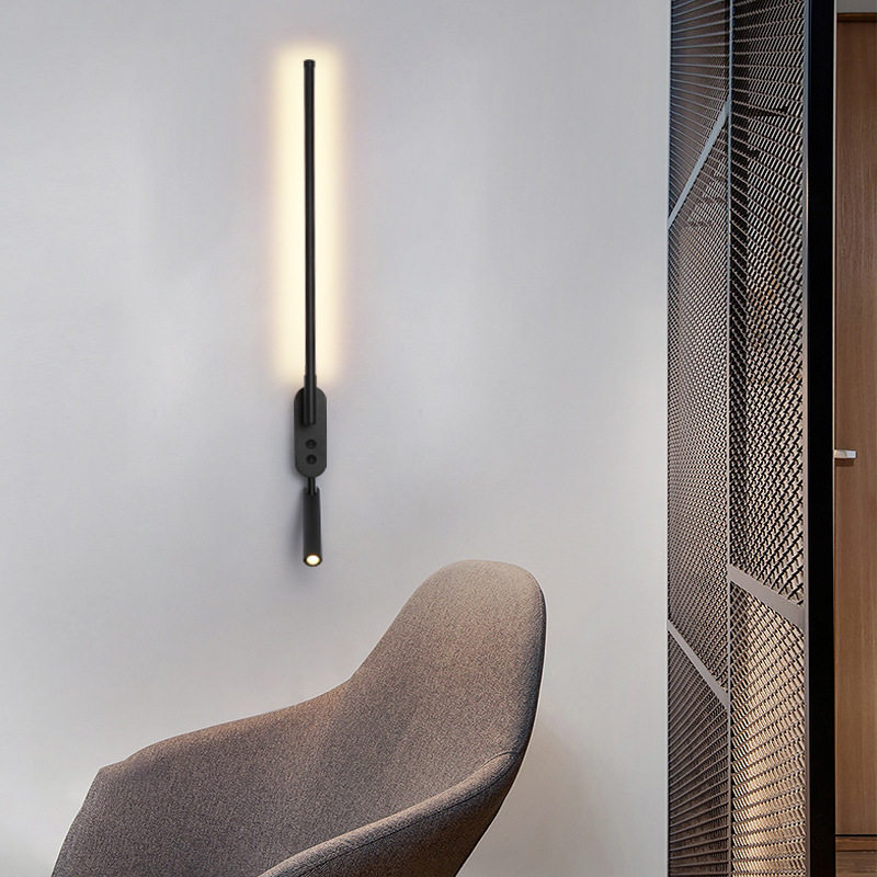 Adjustable Dual-Light LED Wall Sconce Ambient Backlight + Rotatable Reading Spotlight Black/White Multi-Style