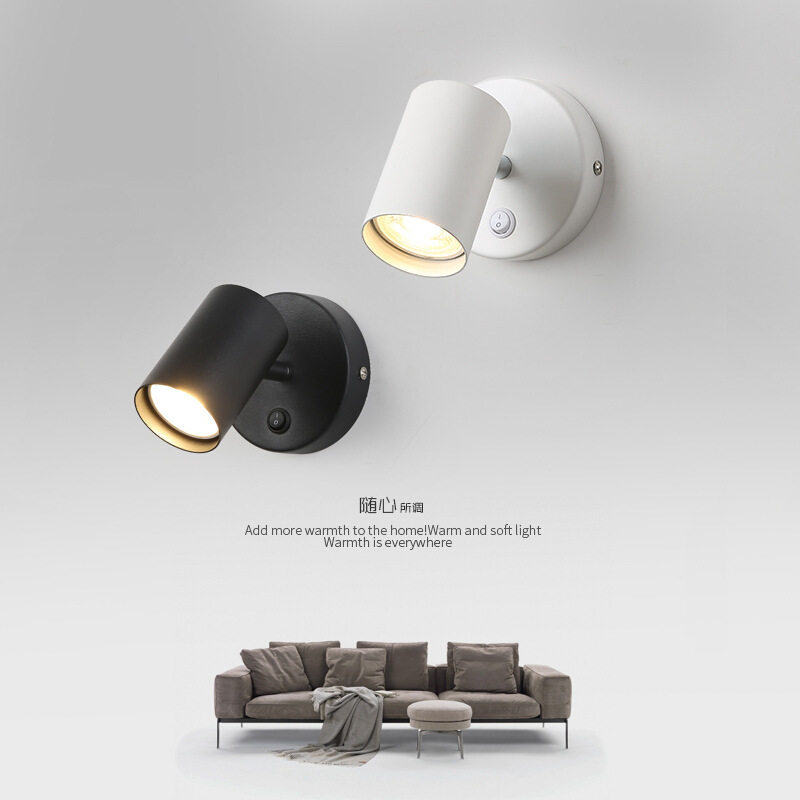 Hotel Single Head Wall Lamp, Bedroom Bedside Light, Nordic Style Living Room Background Wall Lamp, Creative Mini Spotlight