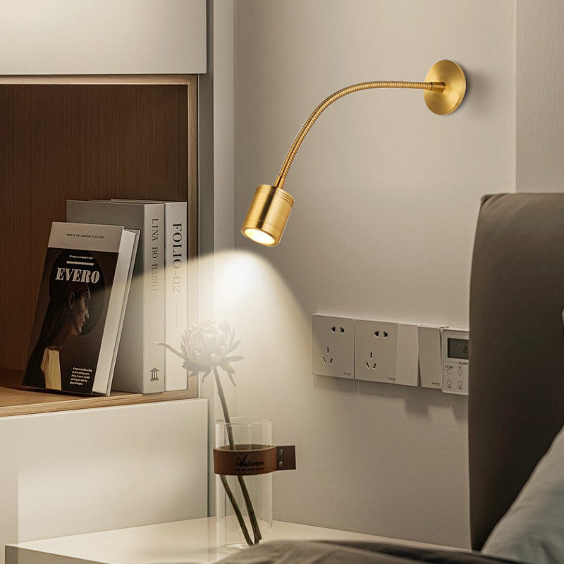 360° Adjustable LED Gooseneck Wall Sconce CREE Full Spectrum Eye-Care Light Brass/Nickel Bedside Reading Lamp