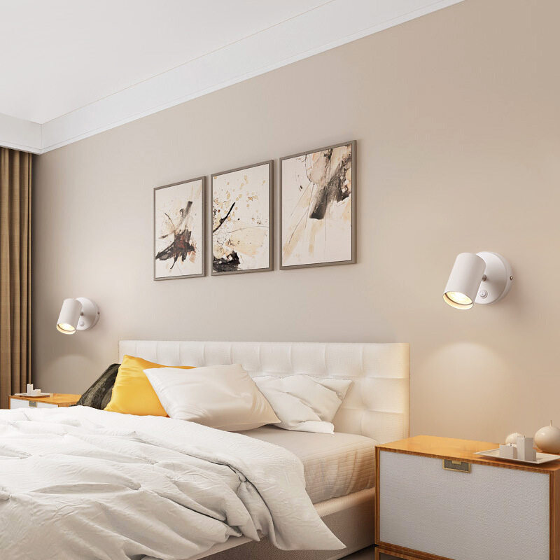 Hotel Single Head Wall Lamp, Bedroom Bedside Light, Nordic Style Living Room Background Wall Lamp, Creative Mini Spotlight