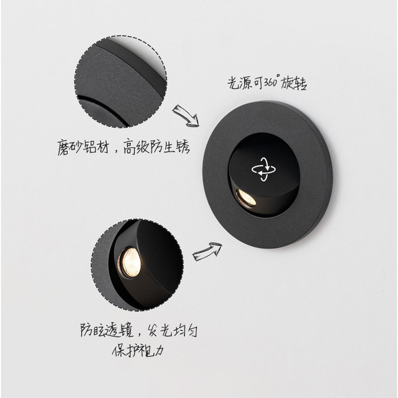 Modern Wall Lamp Bedside Reading Light, Nordic Minimalist Recessed LED Wall Light, Adjustable Angle Light for Hotel & Study Room