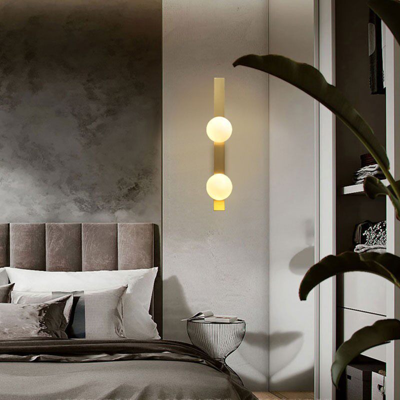 Nordic Luxury Gold Glass Ball Wall Sconce Single/Double Head G9 LED Bedside Lamp