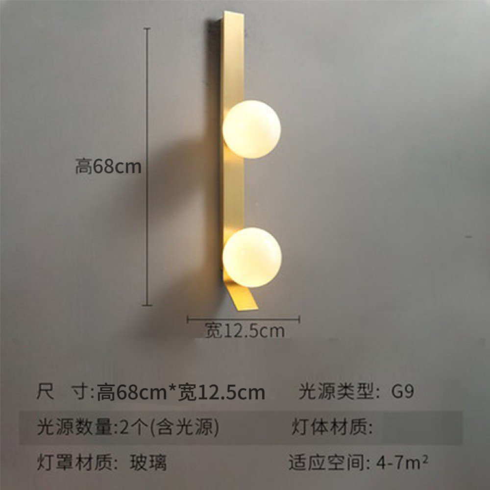 Nordic Luxury Gold Glass Ball Wall Sconce Single/Double Head G9 LED Bedside Lamp