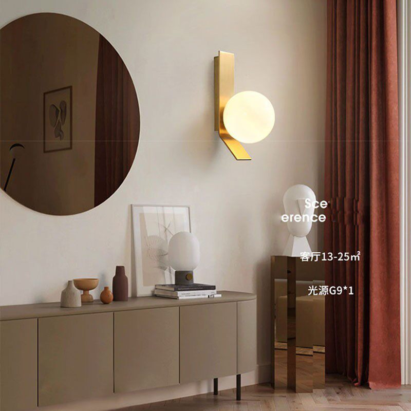 Nordic Luxury Gold Glass Ball Wall Sconce Single/Double Head G9 LED Bedside Lamp