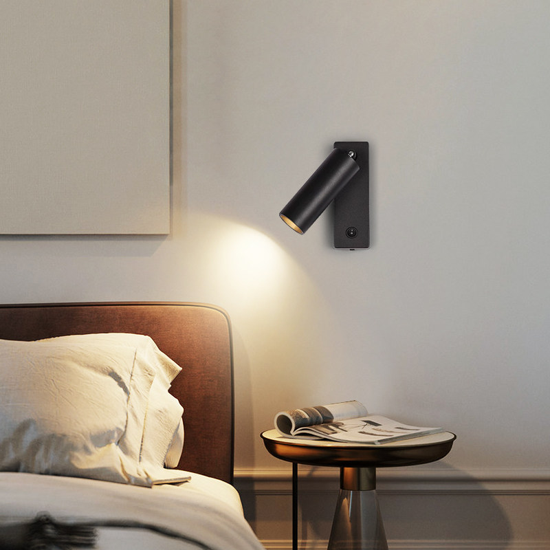 Modern Minimalist Bedside Lamp for Study & Bedroom, Project Wall Lamp with Switch, Adjustable LED Reading Light for Hotel Guest Rooms
