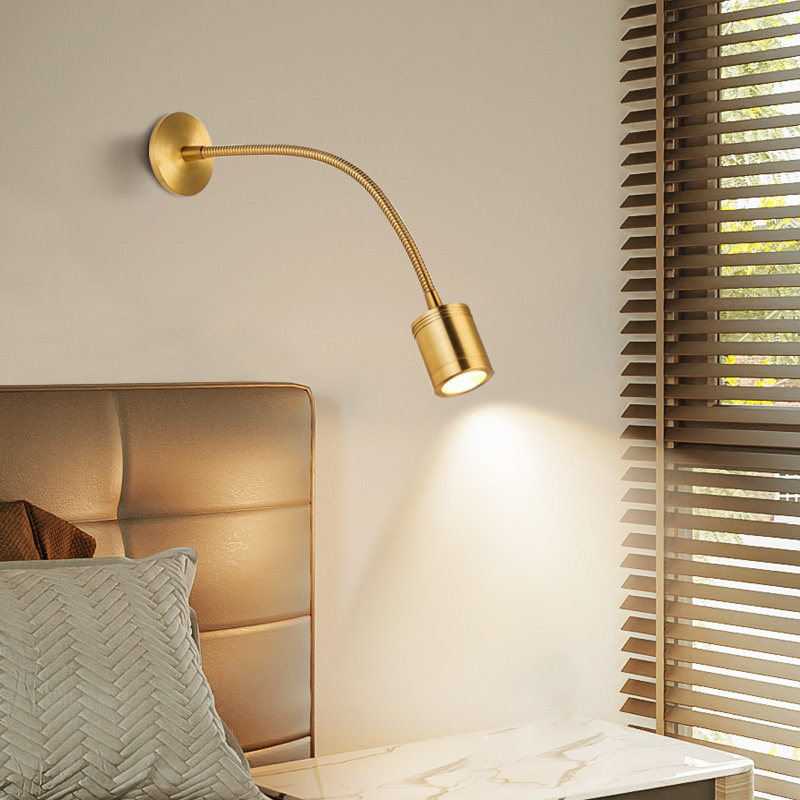 360° Adjustable LED Gooseneck Wall Sconce CREE Full Spectrum Eye-Care Light Brass/Nickel Bedside Reading Lamp