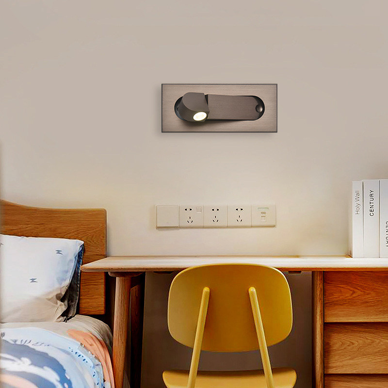 Recessed Hidden LED Reading Wall Sconce 350° Adjustable CREE Light Bedside Spotlight Black/White