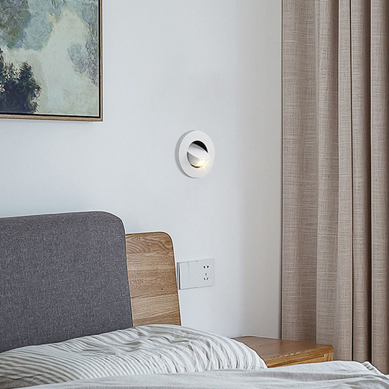 Modern Wall Lamp Bedside Reading Light, Nordic Minimalist Recessed LED Wall Light, Adjustable Angle Light for Hotel & Study Room