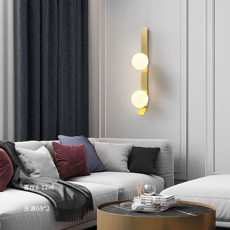 Nordic Luxury Gold Glass Ball Wall Sconce Single/Double Head G9 LED Bedside Lamp