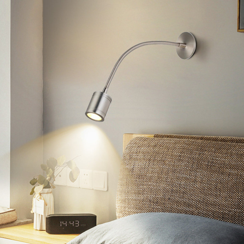 360° Adjustable LED Gooseneck Wall Sconce CREE Full Spectrum Eye-Care Light Brass/Nickel Bedside Reading Lamp