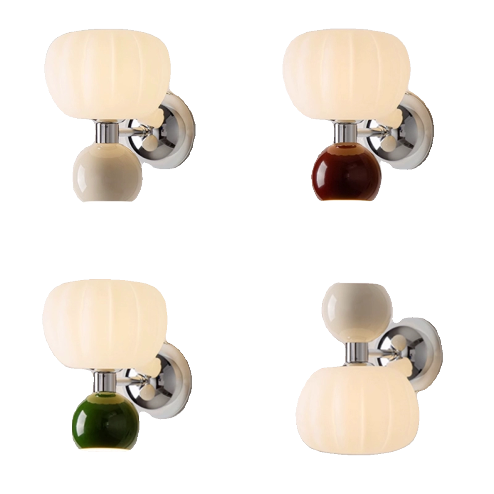 Cream Style Pumpkin Glass Wall Sconce Full Spectrum Eye-Care Bedside Lamp Multi-Color