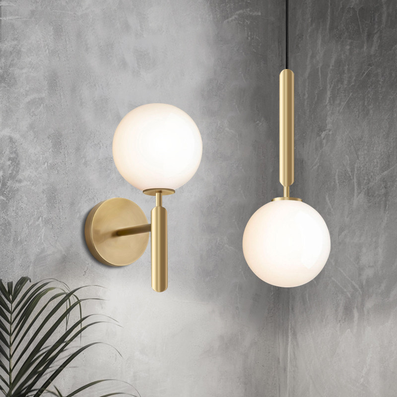 Nordic Modern Minimalist Soft Decor Glass Ball Mini Pendant Light, Ins Style Girlish Bedside Lamp, Bar Light & Bedroom Wall Lamp