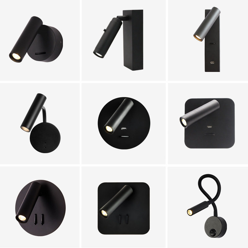 Surface Mounted Hotel Guest Room Wall Lamp, Adjustable Angle Minimalist Reading Spotlight for Study, Bedroom & Bedside