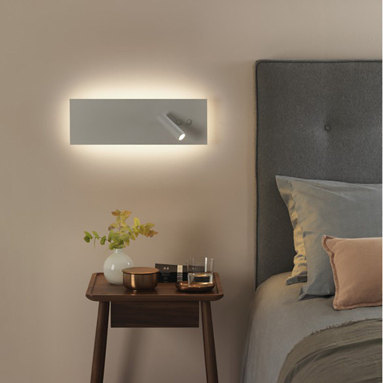 Modern Minimalist Nordic Dual Light Source & Dual Switch LED Wall Lamp, Bedside Reading Light for Hotel Club Bedroom Lobby