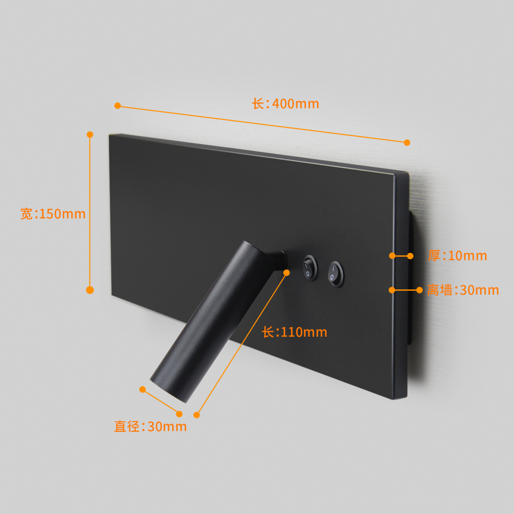 Modern Minimalist Nordic Dual Light Source & Dual Switch LED Wall Lamp, Bedside Reading Light for Hotel Club Bedroom Lobby