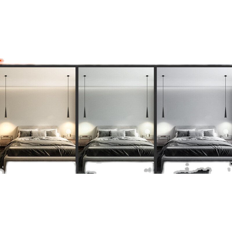 Modern LED Long Cylindrical & Conical Pendant Light, Hanging Bedside Lamp, Suitable for Hotels, Guest Houses and Bar Counters.