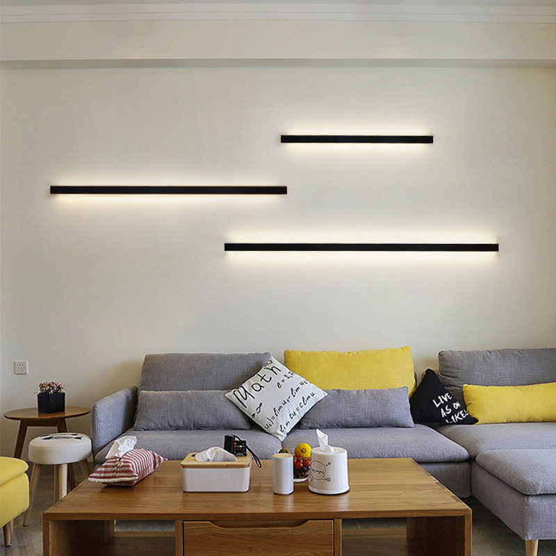Minimalist Nordic Linear Wall Lamp, Bedside Light for Bedroom, Long Strip Aisle Stair Light, Study & Living Room Background Wall Sconce