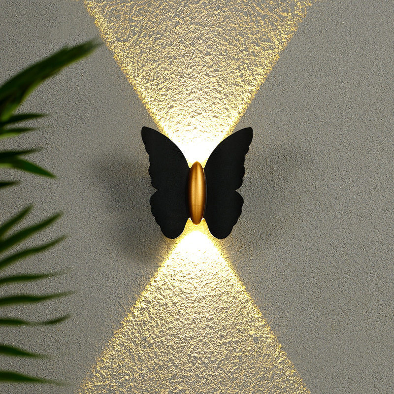 IP65 Waterproof Butterfly LED Wall Sconce Outdoor Up & Down Light Black/White
